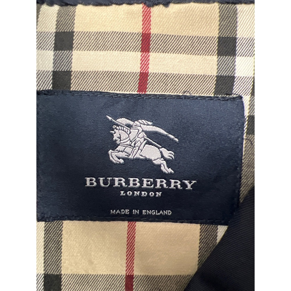 Burberry Trench Coat Women 4* Navy Blue Nova Check Belted Made In England - Picture 2 of 15